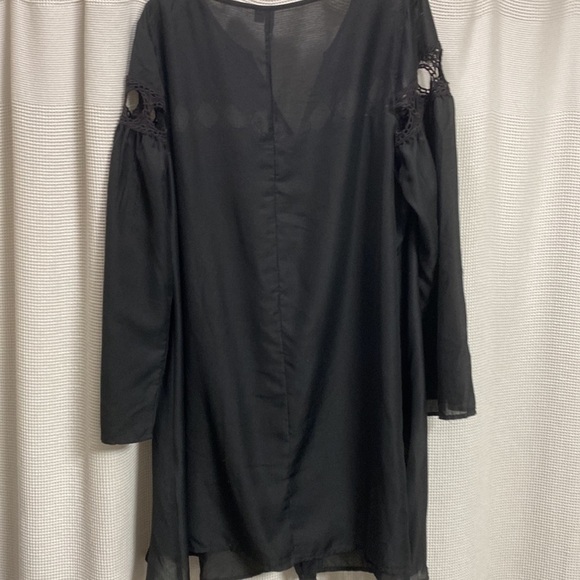 ASOS Swim Coverup shirtdress sheer w circle lace details bell sleeves Size 14 - Picture 6 of 9